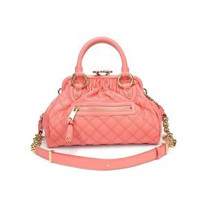 Marc Jacobs Quilted Leather Mini Stam Shoulder Bag FLAMINGO
